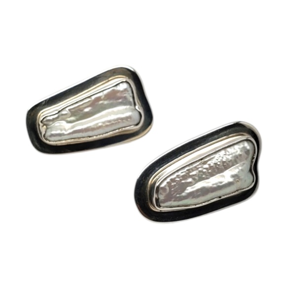 Charles Albert Sterling Silver Biwa Pearl Earrings #20499 - Picture 1 of 9